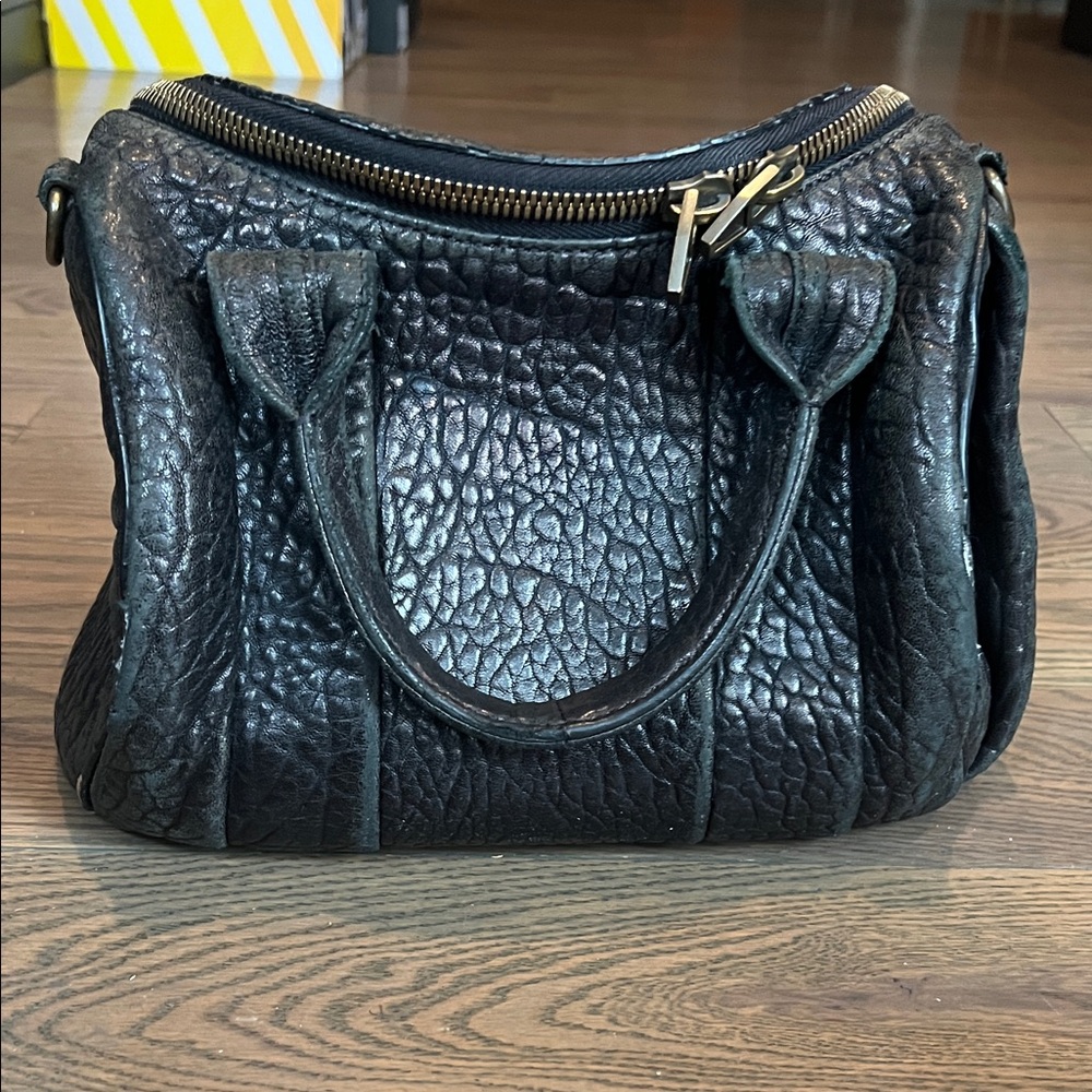 Alexander Wang Distressed Rocco Bag Black Textured Handbag